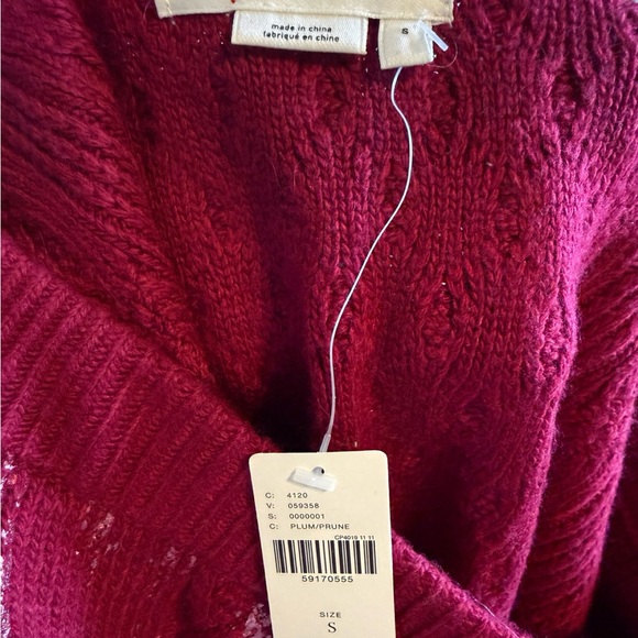 NWT Anthropologie Metallic Cable Knit Midi Skirt Plum Size Small - Picture 5 of 5